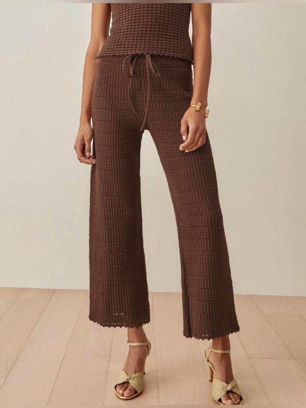 Reformation Marco Open Knit Drawstring Wide-Leg Pant NWOT - Picture 3 of 9